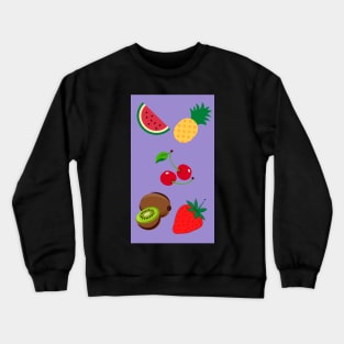 Watermelon, Pineapple, Cherry, Kiwifruit and Strawberry Pattern Crewneck Sweatshirt